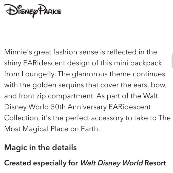 Loungefly x Disney Parks Minnie Mouse EARidescent Mini Backpack - Picture 7 of 9